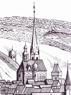 Die Oberkirche um 1650 (Stich von Merian)
